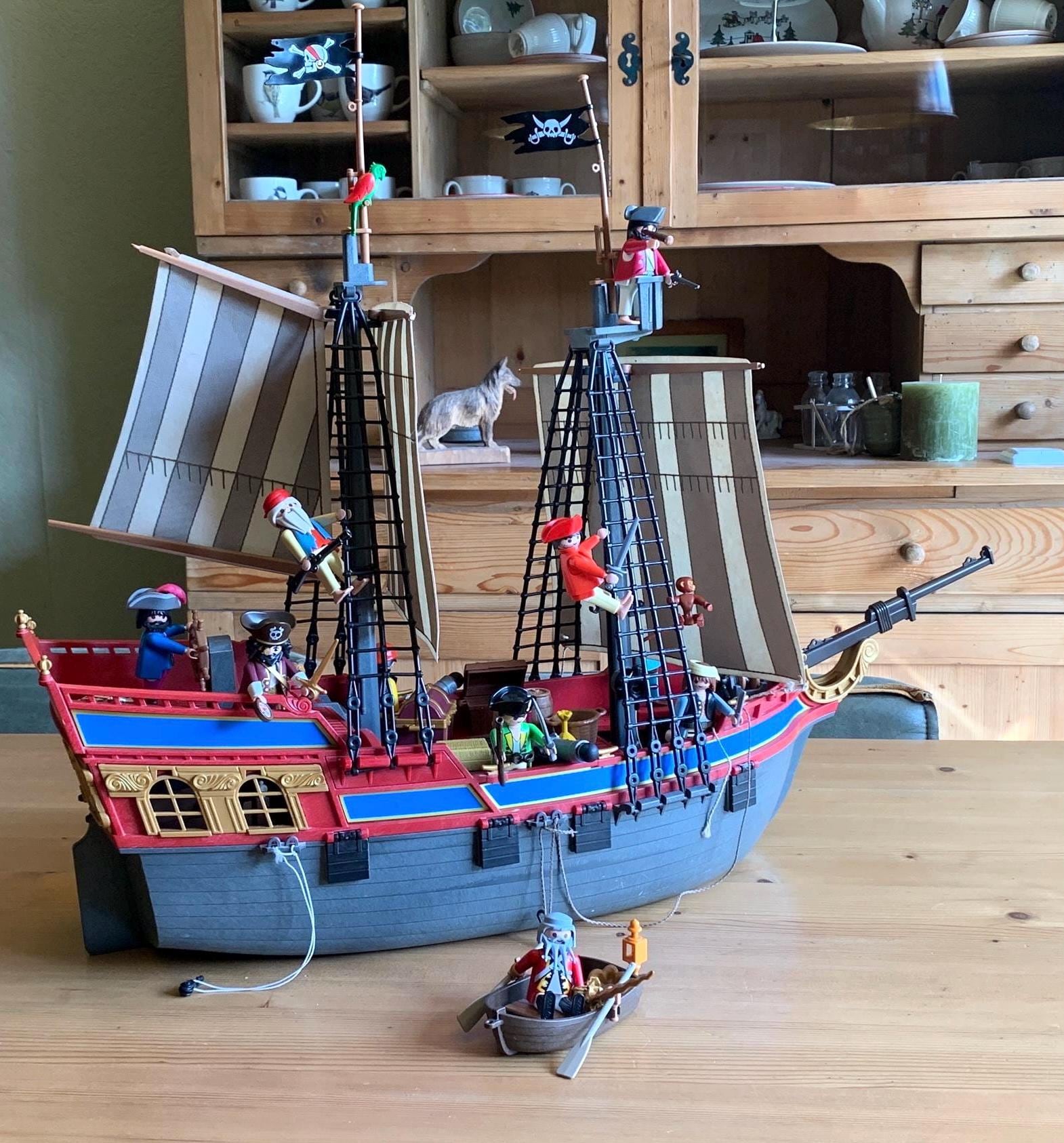 Playmobil Pirate Ship 3940 With 10 Pirates - 2 Cannons - Monkey