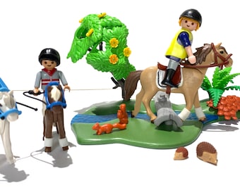 Vintage Playmobil 3713 Pony Ranch Wagon Horse Boy Girl W