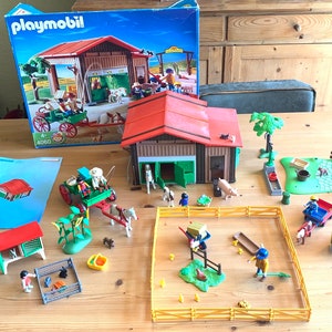 Vintage Playmobil 3713 Pony Ranch Wagon Horse Boy Girl W