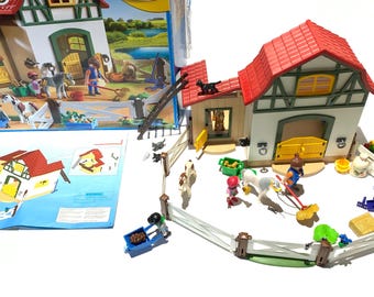 Vintage Playmobil 3713 Pony Ranch Wagon Horse Boy Girl W