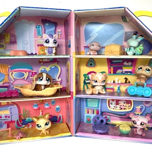 Zestaw Pet House Pack Littlest Pet Shop Zestaw do zabawy LPS / Futerał / Sowa 1661 Panda 1662 i Lotnia cukrowa 1663 / Zabawki Hasbro / Prezent urodzinowy dla dziewczynki