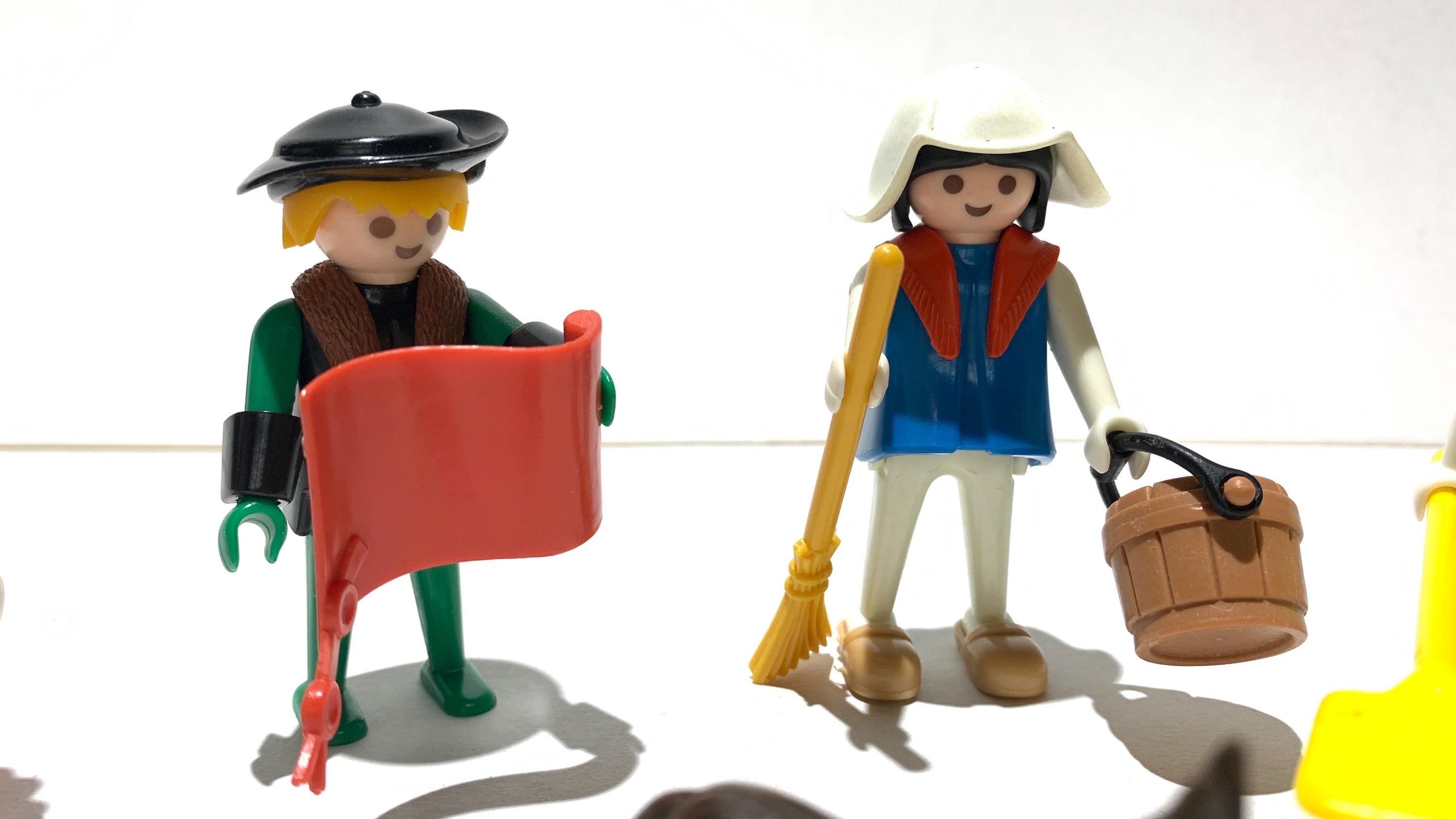 PLAYMOBIL vintage color médiéval paysans taureau peint sets 3609 3612