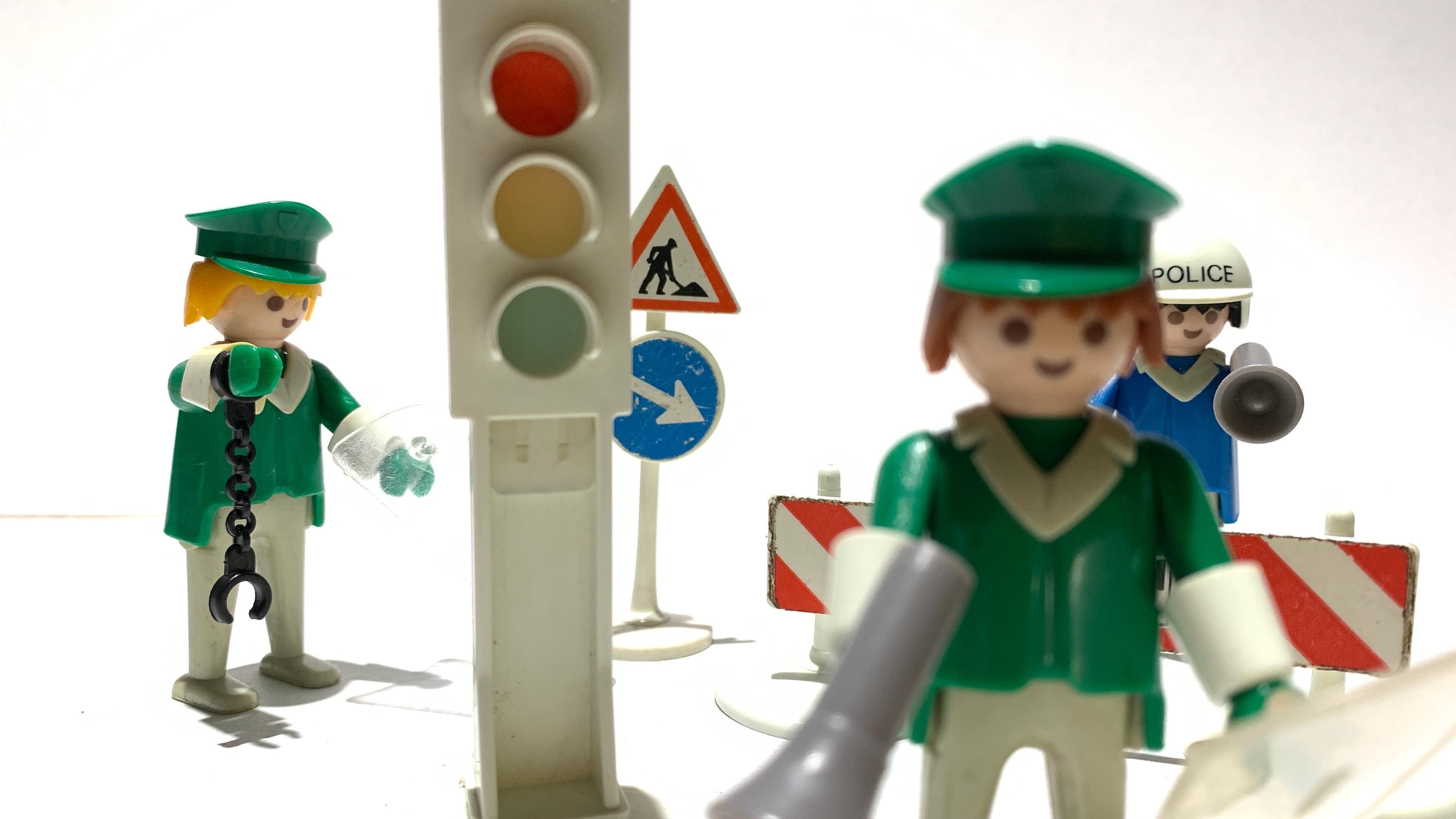 Lot Playmobil Vintage 3488 - Police, Motards Et Chiens - City Life Années 1980