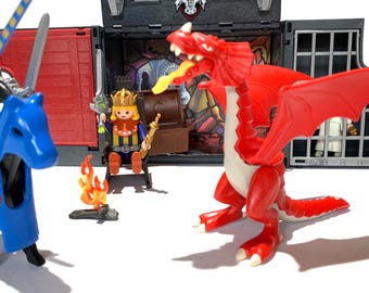 Dragon Rouge Playmobil – Modèles 4160, 5420, 5984, Occasion Incomplet (mâchoire Manquante)