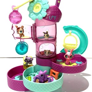 Littlest Pet Shop Teeniest Tiniest Play set Deluxe LPS / Juguetes Hasbro / ¡con 6 mascotas! / Llavero / Regalo de cumpleaños para niña / Amante de los animales!