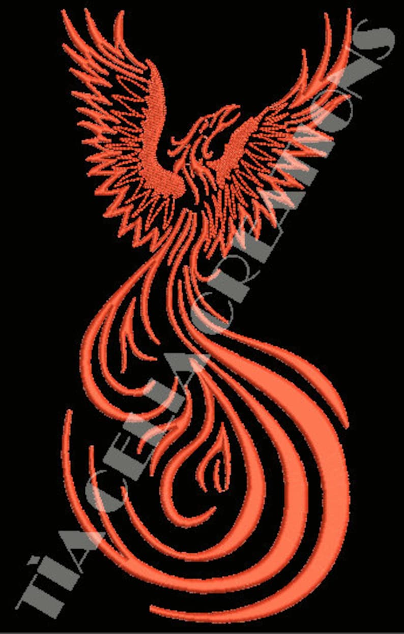 Phoenix Machine Embroidery Pattern Etsy