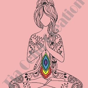 Patroon borduurmachine Meditatie Kleuren Chakra