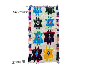 4x8 Colorful Berber area rug, Vintage Moroccan rug.