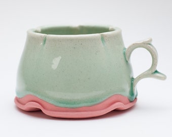 BLOOMIN MUG in turquoise and pink