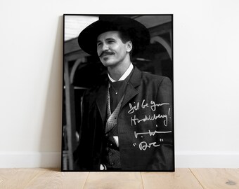 Cartel de lápida de Doc Holliday, arte de pared en blanco y negro, impresión vintage, decoración de Hollywood antiguo, cartel de película retro imprimible, descarga instantánea