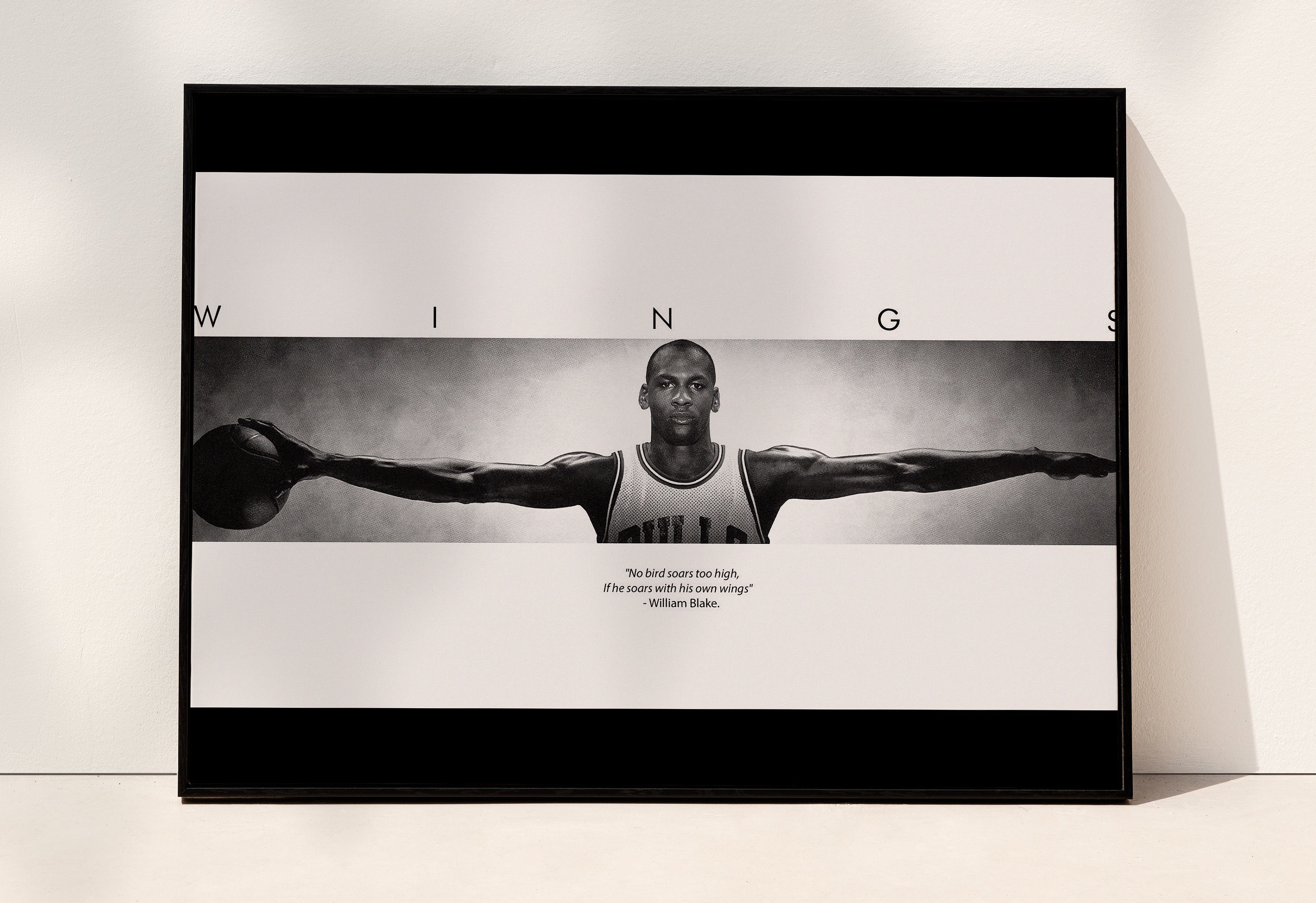 Michael Jordan Wingspan Poster Framed