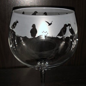 Puffin | Gin Balloon Glass | Engraved | Gift | Present | Animo Glass | Milford Collection