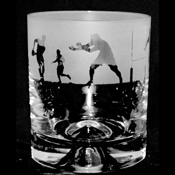 Rugby | Whisky Whiskey Tumbler | Engraved | Gift | Present | Animo Glass | Milford Collection