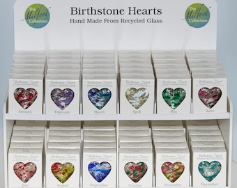 Milford Collection Hanging Glass Birthstone Hearts Birthmonth Birthday Birthstone 7cm