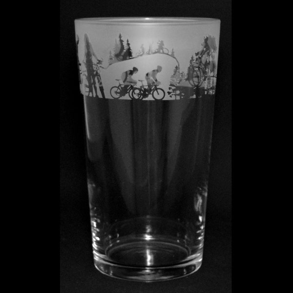Cycling | Pint Ale Beer Glass | Engraved | Gift | Present | Animo Glass | Milford Collection