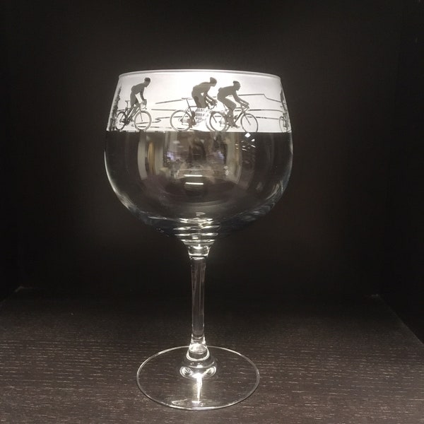 Cycling | Gin Balloon Glass | Engraved | Gift | Present | Animo Glass | Milford Collection