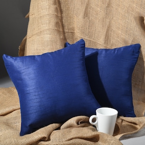 Solid pillow cover, blue throw pillow 1 pc, sofa cushion cover 18x18, 20x20 pillow cover, lumbar silk pillow cover 12x18 12x20, gift for mom