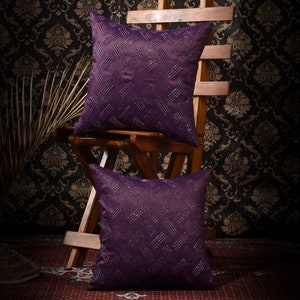Embroidered pillow cover, decorative embroidery cushion covers, decorative beaded Pillow covers, decorative pillow cover, purple pillow 1 pc