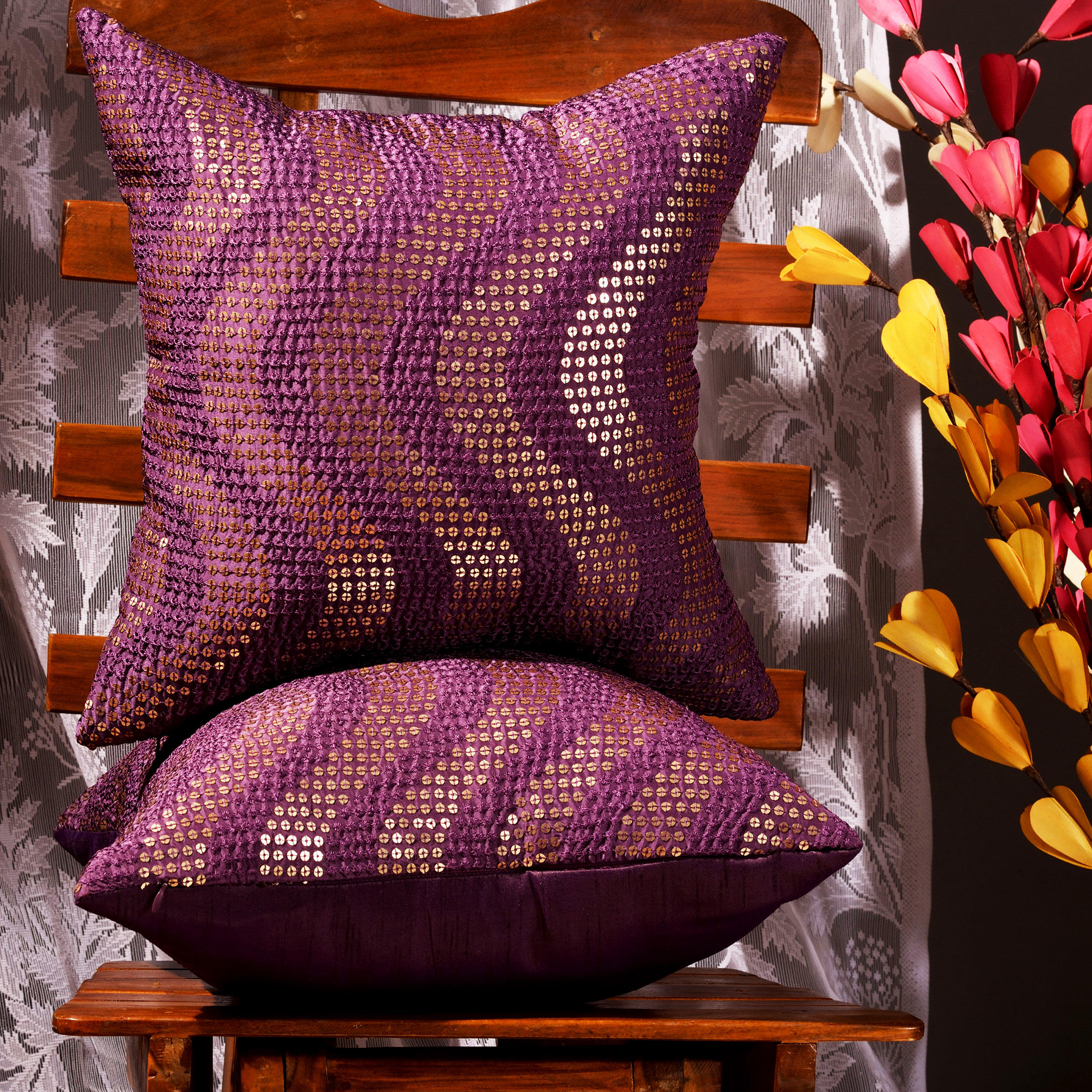 Purple Decorative Pillows For Bed