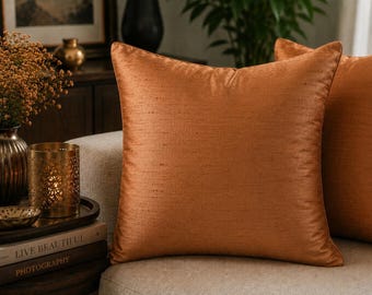 Ensemble de taies d'oreiller en soie Copper Art : coussins décoratifs doux