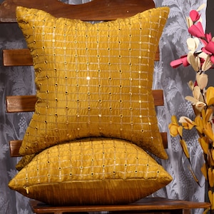 Gold pillow covers, couch cushion covers, decorative silk cushion covers, mustard pillow cover, cute throw pillow set of 2 cute gift for her