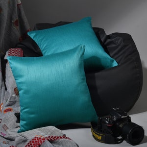Teal Pillow covers, teal cushion covers solid style all sizes set of 2