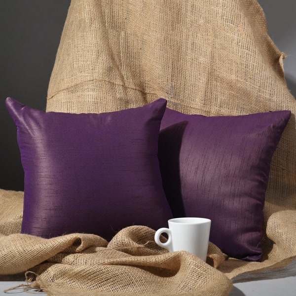 Purple Solid throw pillow cover, plain pillow case, Silk cushion cover 18x18 12x12 16x16, pillow cover for couch bed, square pillow sham 1pc