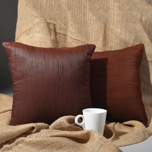 Brown pillow covers, brown cushion covers, sofa pillow covers, solid couch pillow cover, handmade pillow cover, plain cushion cover set of 2
