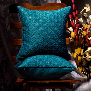 Teal pillow cover, teal cushion cover, teal decorative pillow, designer teal pillow, 20x20 pillow cover, turquoise throw pillow 18" 16" 2 pc