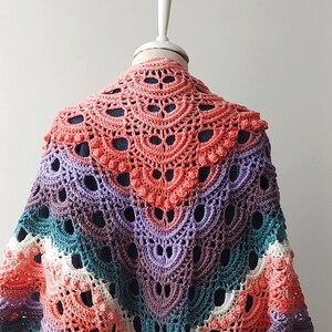 Handmade Crochet Shawl: Colorful Boho Acrylic Knit Wrap