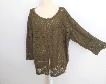 Crochet Cardigan, Oversize Vest, Hand-knit Blouse For Women, Lace Wear