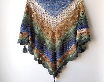 Crochet Virus Shawl, Outlander Shawl, Boho Scarf, Handknit Shawl for Women, Neck Wrap, Gift for Mother