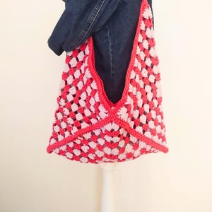 Handgemachte häkeln Oma Square Einkaufstasche: Bunte Boho Markttasche
