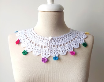 Handmade Crochet Lace Collar, Cottagecore Detachable Peter Pan Collar