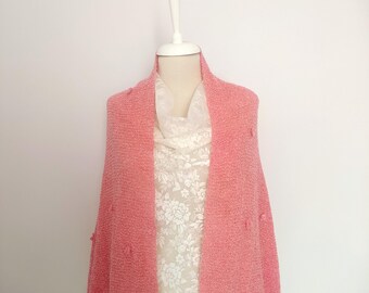 Hand Knitted Pink Lace Shawl: Soft Lightweight Wedding Wrap