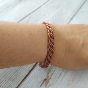 Handmade Braided Copper Bracelet, Pure Copper Cuff, Healing Magnetic Bangle, Rustic Unisex Jewelry, Gift For Him Or Her