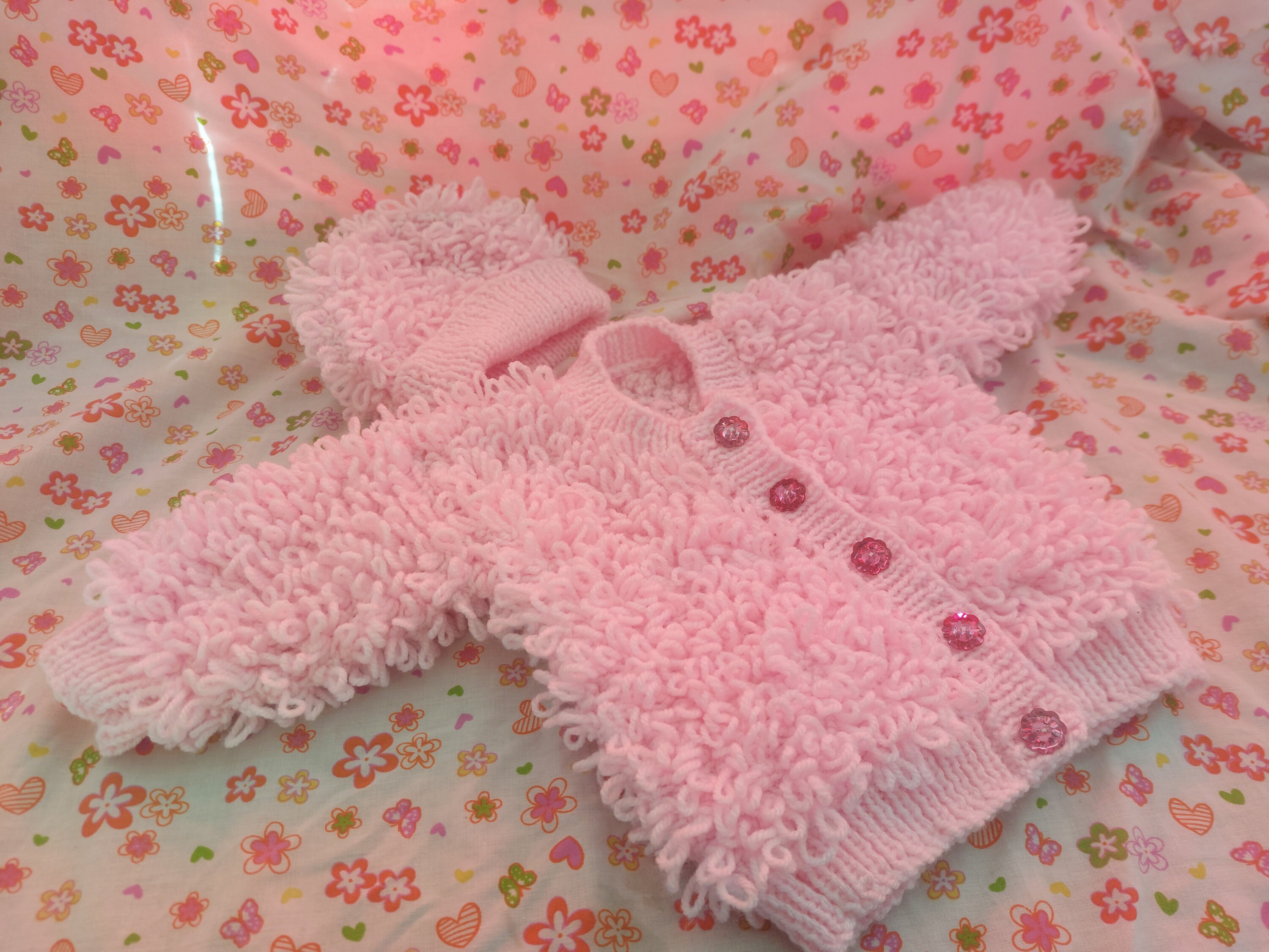 Pink loop cardigan clearance