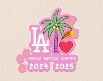 2025 Dodgers World Series Champions Sticker, Dodgers Sticker, LA Dodgers Gift, Baseball Stickers, World Series, Pink Dodgers Fan Girl