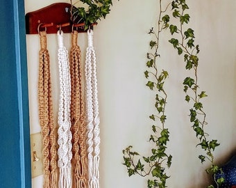 Macrame Plant Hanger | Handmade Indoor Plant Accessories | 100% Recycled Fiber | Natural, Green, Beige | Customizable