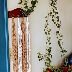Macrame Plant Hanger | Handmade Indoor Plant Accessories | 100% Recycled Fiber | Natural, Green, Beige | Customizable