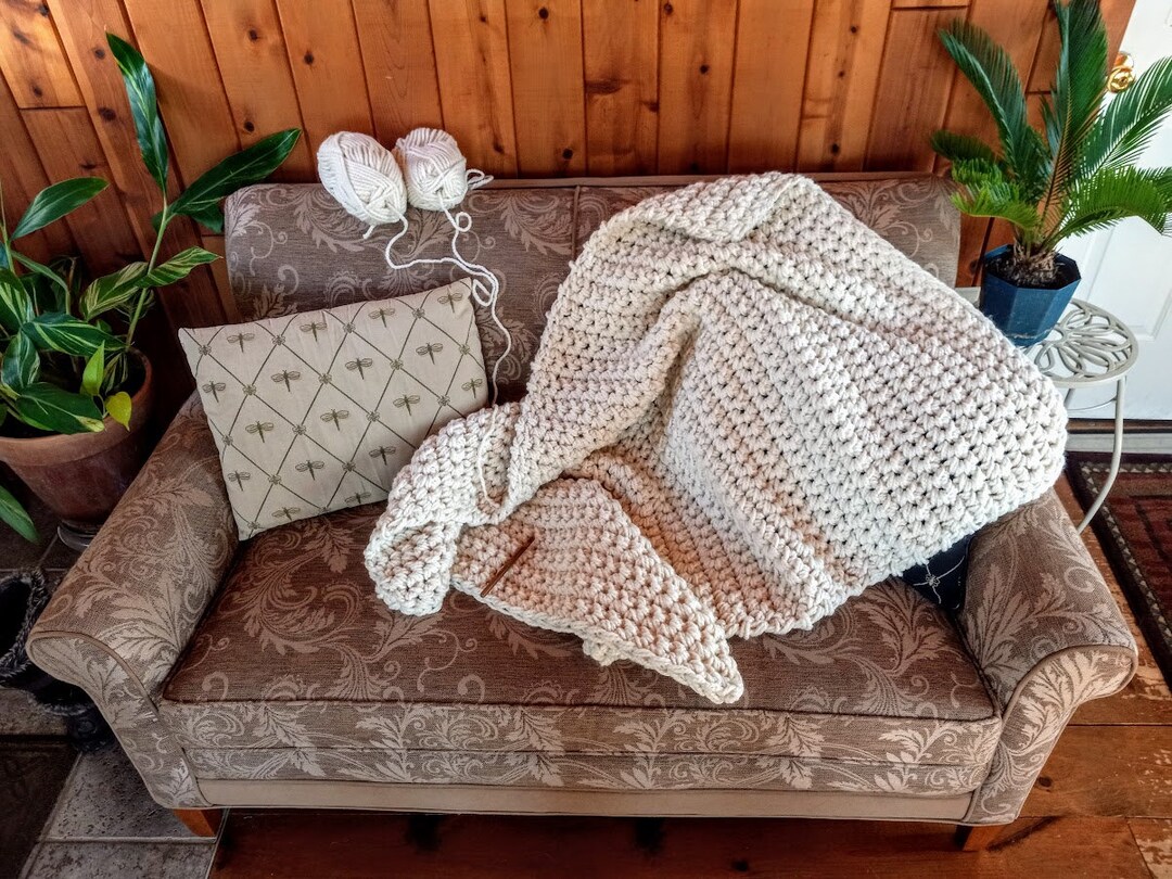 Crocheted Lap Robe Lap Robe | Chunky Handmade Throw | Crocheted Blanket | Breathable, Cozy ...