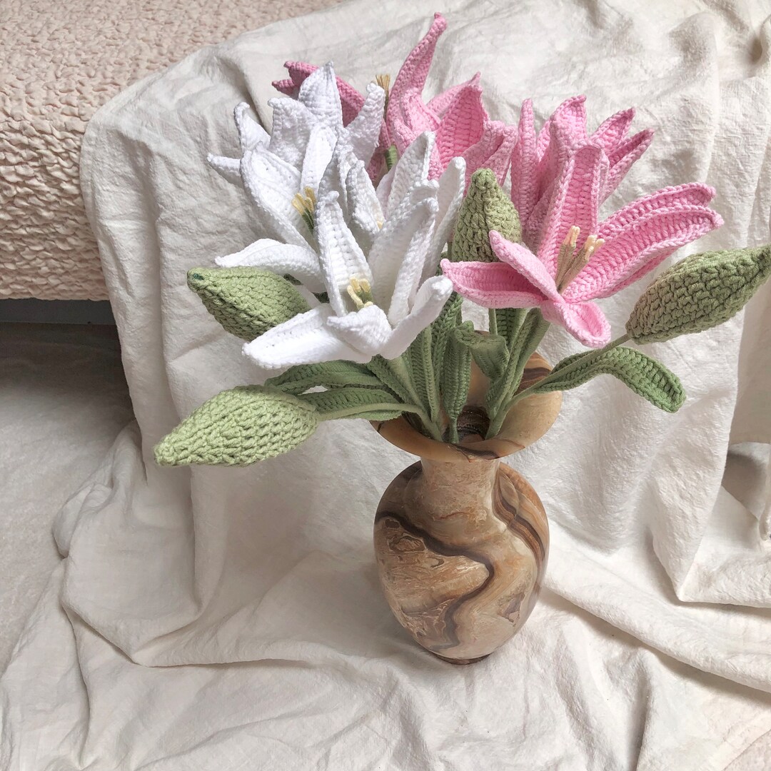 Crocheted Flower Bundles / Lilies Bouquet Home Etsy