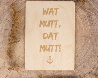 Holzpostkarte • wat mutt dat mutt • maritim • Holzkarte • Postkarte mit maritimem Motiv - Lasergravur