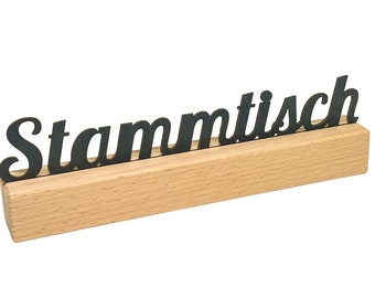 Holz Tischaufsteller • Stammtisch • mit Kreidetafel • Buche • individuelle Gravur möglich