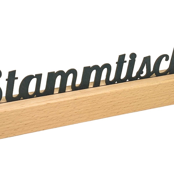 Holz Tischaufsteller • Stammtisch • mit Kreidetafel • Buche • individuelle Gravur möglich