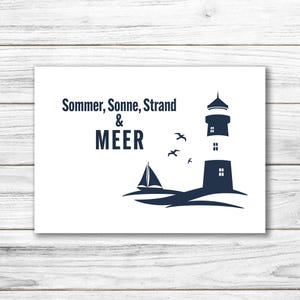 Postkarte • Ansichtskarte • norddeutsche Grußkarte • maritim "Sommer, Sonne, Strand & Meer" • DIN A6