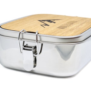 Brotdose / Lunchbox aus Edelstahl 1200ml wasserdicht mit Schneidebrett 5mm mit Wunschgravur Bild 6