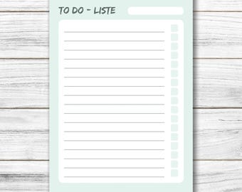Notepad DIN A5 50 sheets - To-do list - Note list - Notes - Writing pad