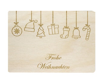 Holzpostkarte • Weihnachtskarte • Weihnachten • Deko • Holzkarte • Postkarte mit Weihnachtsmotiv • Lasergravur • 14x10 cm