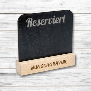 Holz Tischaufsteller aus Buche mit Kreidetafel • Reserviert • Gastronomie • Restaurant • Tischreservierung • mit individueller Lasergravur